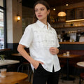E-BAIHUI Short Sleeved Women's Shirt Woven Button Down White Shirts Summer Front Open Ladies Blouse
